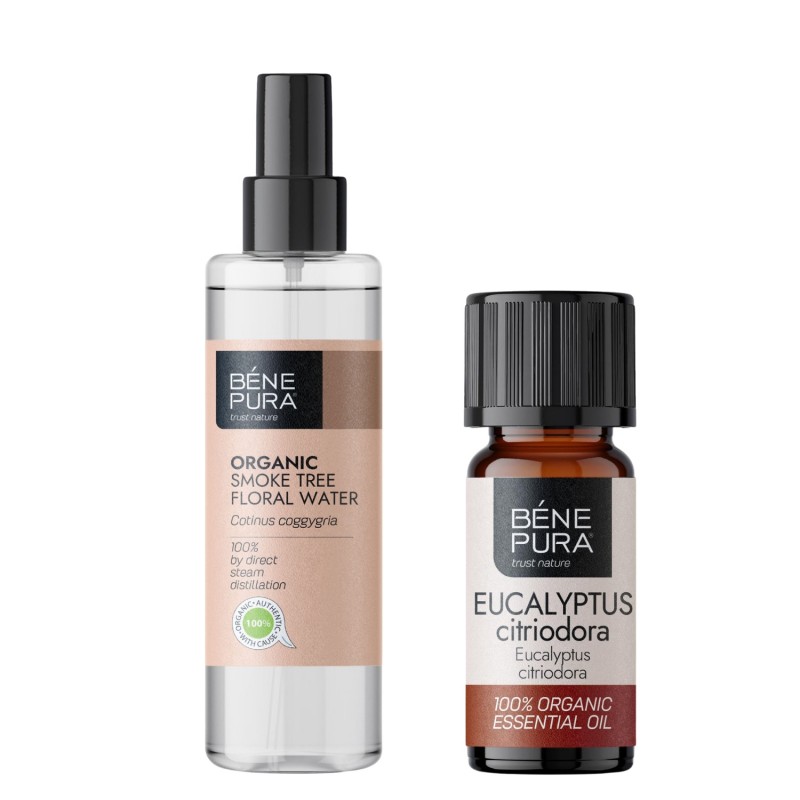 Bio Květinová voda z Ruj Vlasatá a Bio Éterický olej Eukalyptus Citriodora - GMC
