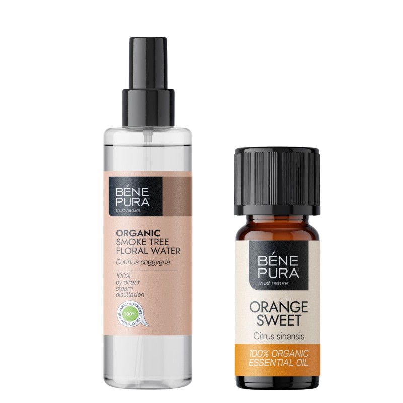 Bio Květinová voda z Ruj Vlasatá a Bio Éterický olej Sladký Pomeranč - GMC