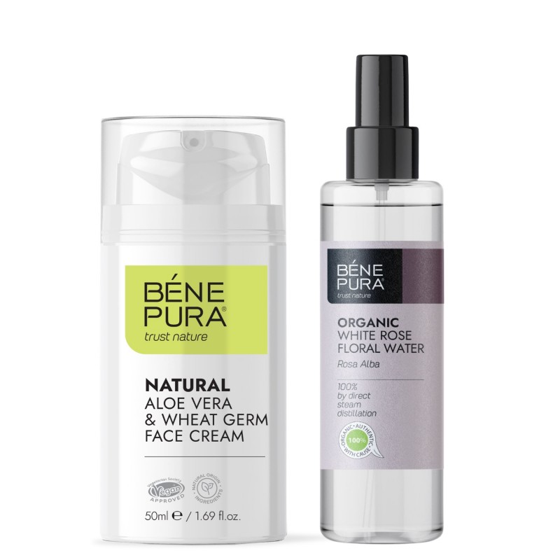 Aloe Vera Pleťový Krém a Bio Květinová voda z Růže Bílá - 