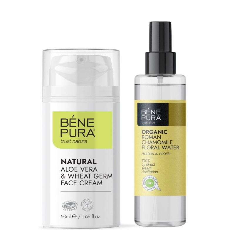 Aloe Vera Pleťový Krém a Bio Květinová voda z Heřmánek Římský - 