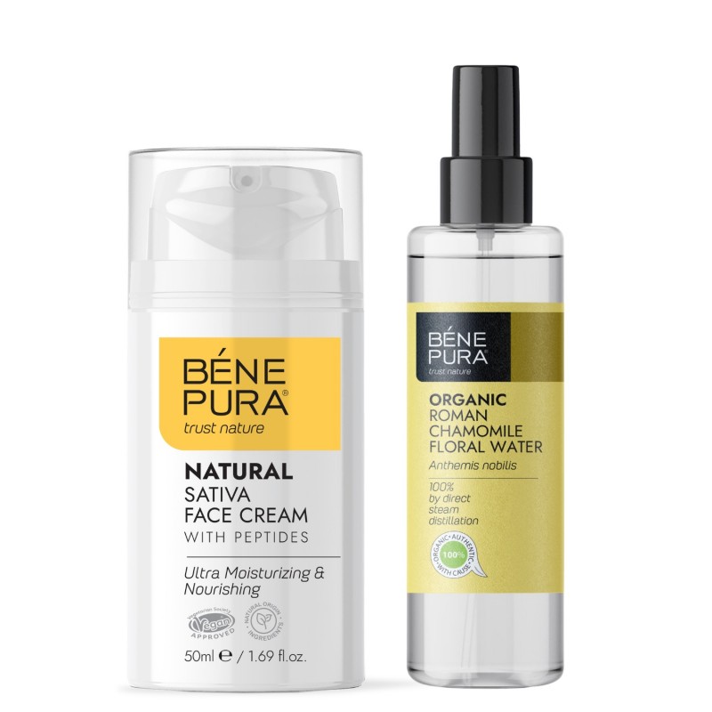 Bio Květinová voda z Heřmánek Římský a Hydratační krém na obličej - GMC