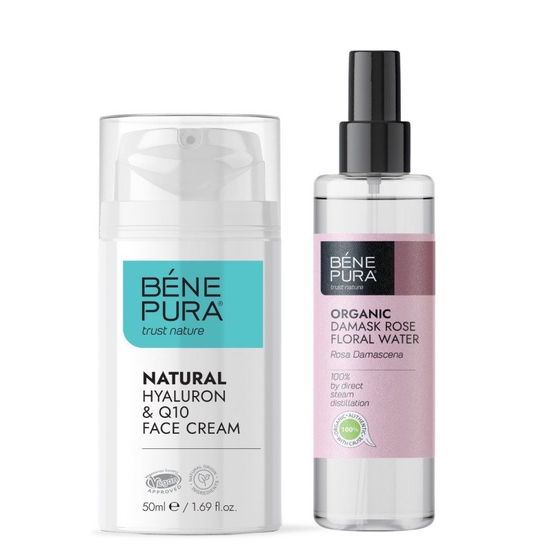 Hyaluron & Q10 Pleťový Krém a Bio Květinová voda z Růže Damašská - GMC