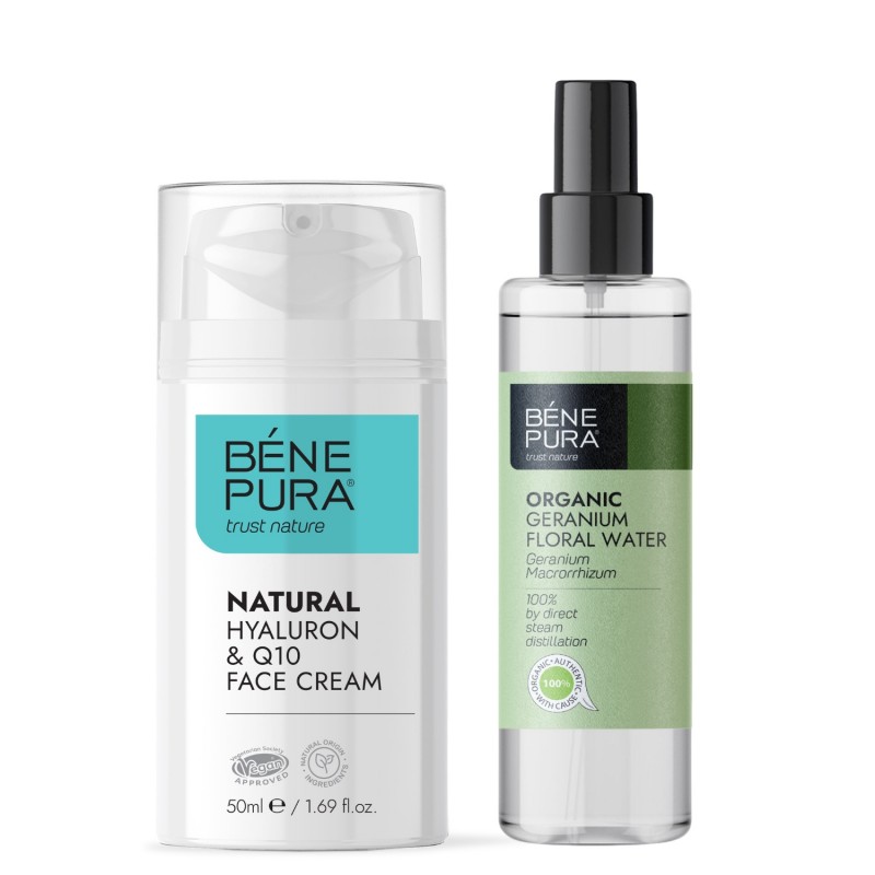 Hyaluron & Q10 Pleťový Krém a Bio Květinová voda z Pelargónie - GMC