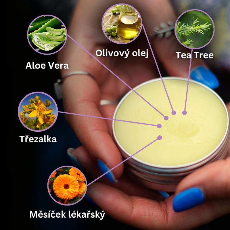 3x Mast na Popáleniny a Rány s Měsíček lékařský, Aloe Vera a Třezalka tečkovana - 40ml