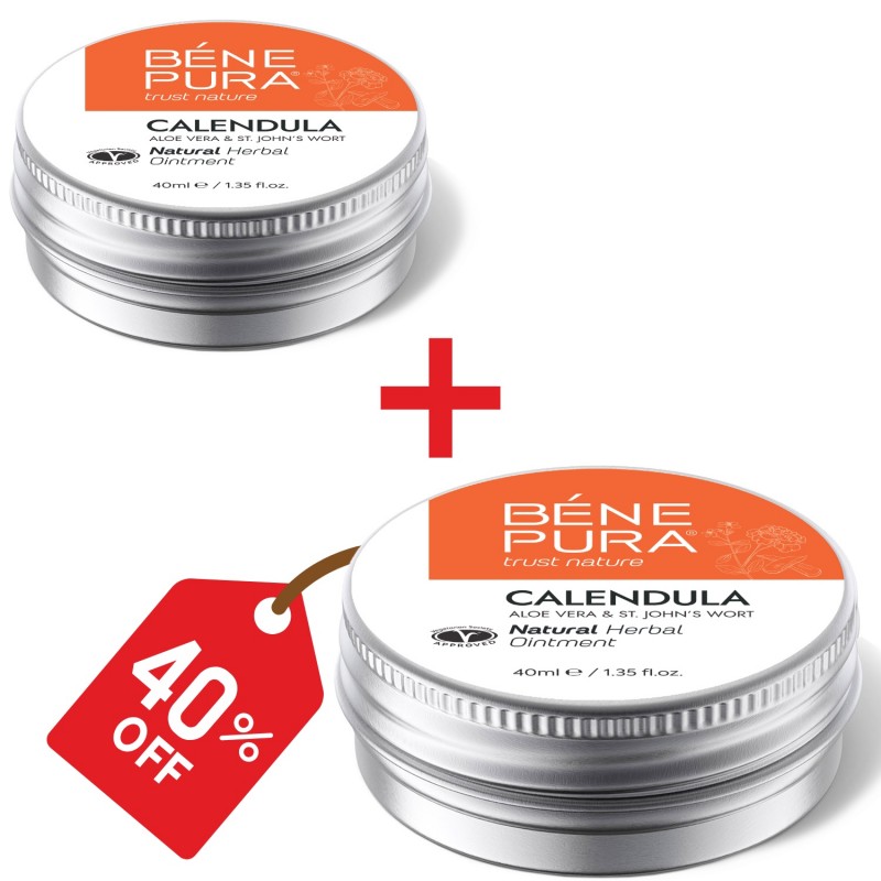 2x Mast na Popáleniny a Rány s Měsíček lékařský, Aloe Vera a Třezalka tečkovana - 40ml - 